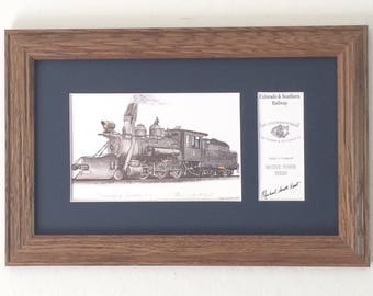 Train print,Colorado & Southern Railway,Railroad art,Train gift,Train art,Railroad print,Train painting, Railway Art,2-6-0 #9