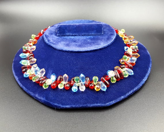 Art Deco Confetti Glass Necklace - Bright, Fruity