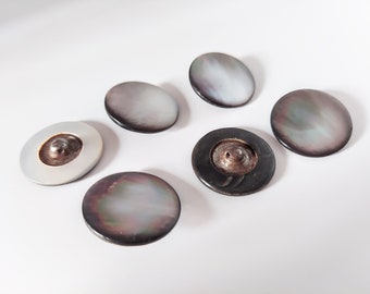Antique Abalone Mother of Pearl Coat Buttons - 1" Diameter - Estate Item