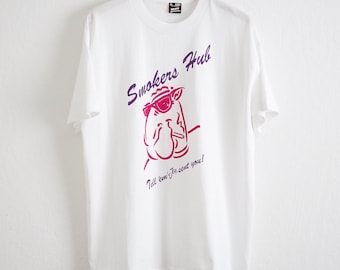 Vintage jaren 80 Camel Sigaretten-T-shirt: Joe Camel Graphic, Deadstock XL