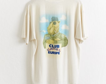 Vintage 1992 Club Camel Europe T-Shirt: Joe Camel Aviator Tee (Size L)