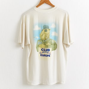 VTG 1992 Club Camel Europe T Shirt Sz. L Large White Tee Aviator Fighter Pilot Joe Camel Military Aviation Airplane Asap Rocky Cigarette