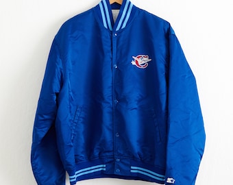 VTG 1993 Capital City Bombers Starter Jacket Sz. XL Extra Large Coat Blue Satin Button Up MLB Baseball New York Mets Columbia South Carolina