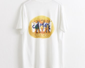 Vintage jaren 90 Camel Sigaretten-T-shirt: Joe Camel Beach Club, Deadstock Maattabel