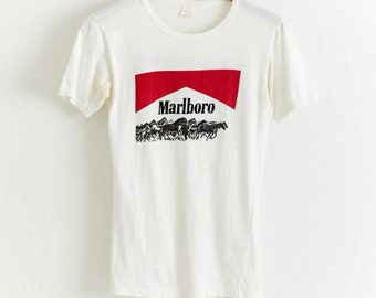Vintage 70s Marlboro Ringer Tee: Double Sided Horse Graphic