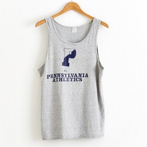 Vintage 80s Champion UPenn Tank Top: Heather Gray Cotton, Size L