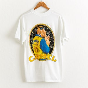 VTG 1993 Camel Cigarettes Pocket T Shirt Sz. L Deadstock White Tee Single Stitch Fireworks 4th of July Club Joe Camel Marlboro Asap Rocky