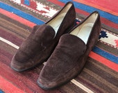 VTG Salvatore Ferragamo Brown Suede Shoes Sz. 7.5 B Authentic Womens Leather Loafers Pumps Low Heels Ladies