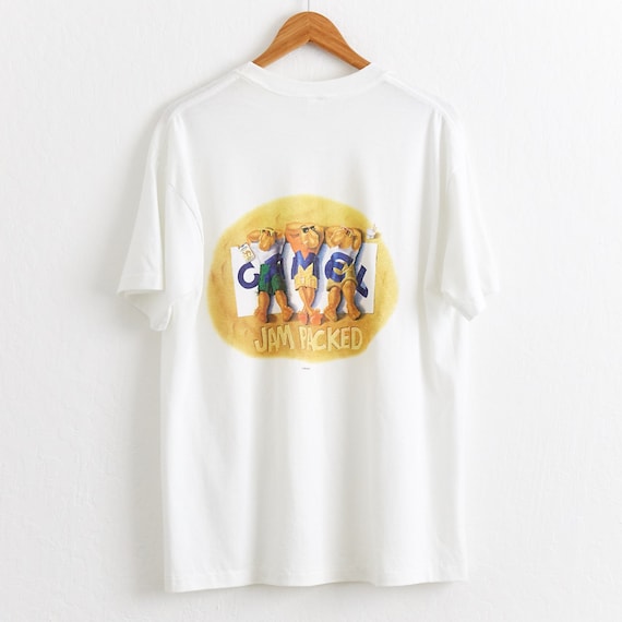 camel cigarettes merchandise Vintage 1992 T-shirt: Chicago Joe Camel, XL Deadstock these years saw the introduction of hundreds of premiums and merchandise bearing the Camel logos that have found their way into collections of tobacco memorabilia around the world Vintage 1990s Camel Cigarettes T-shirt: