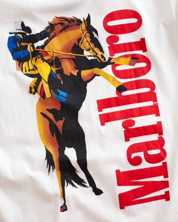 VTG 1990s Marlboro Cowboy Pocket T Shirt XL Extra Large White
