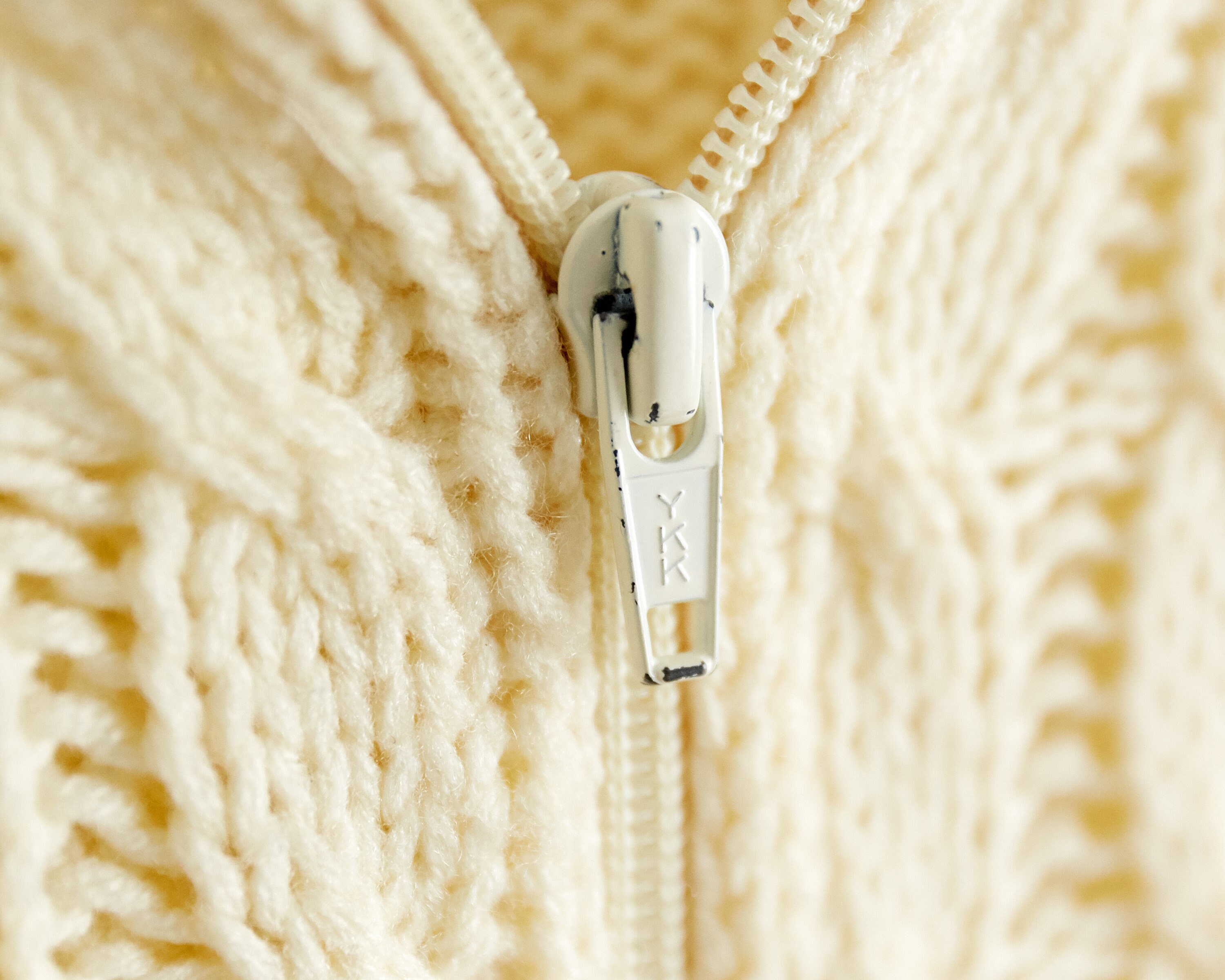 VTG 1970s Sears Cable Knit Cardigan Sz. L Large Cream off