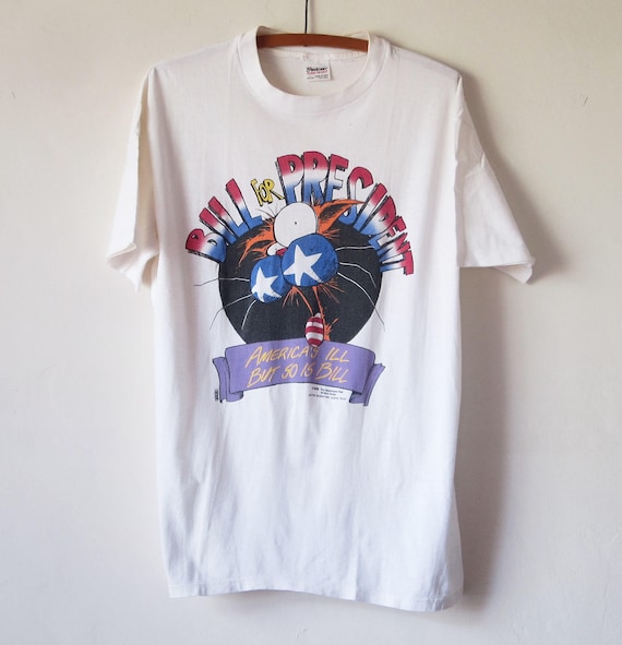 VTG 1988 Bloom County Bill for President T Shirt Sz. L Large Comic Bill the Cat Berkeley Breathed Bill Clinton Opus Shirt Comics Tee Etsy Canada