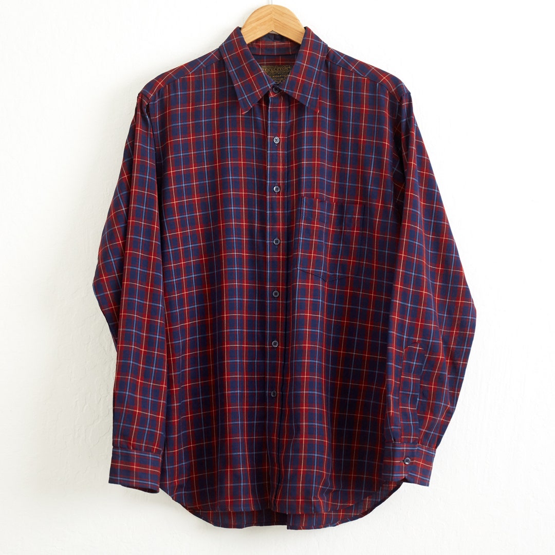 トップス 80s PENDLETON Buffalo checked Woolshirt Vintage 80s Sir Pendleton Wool Shirt: Red Blue Plaid, Size L - Etsy