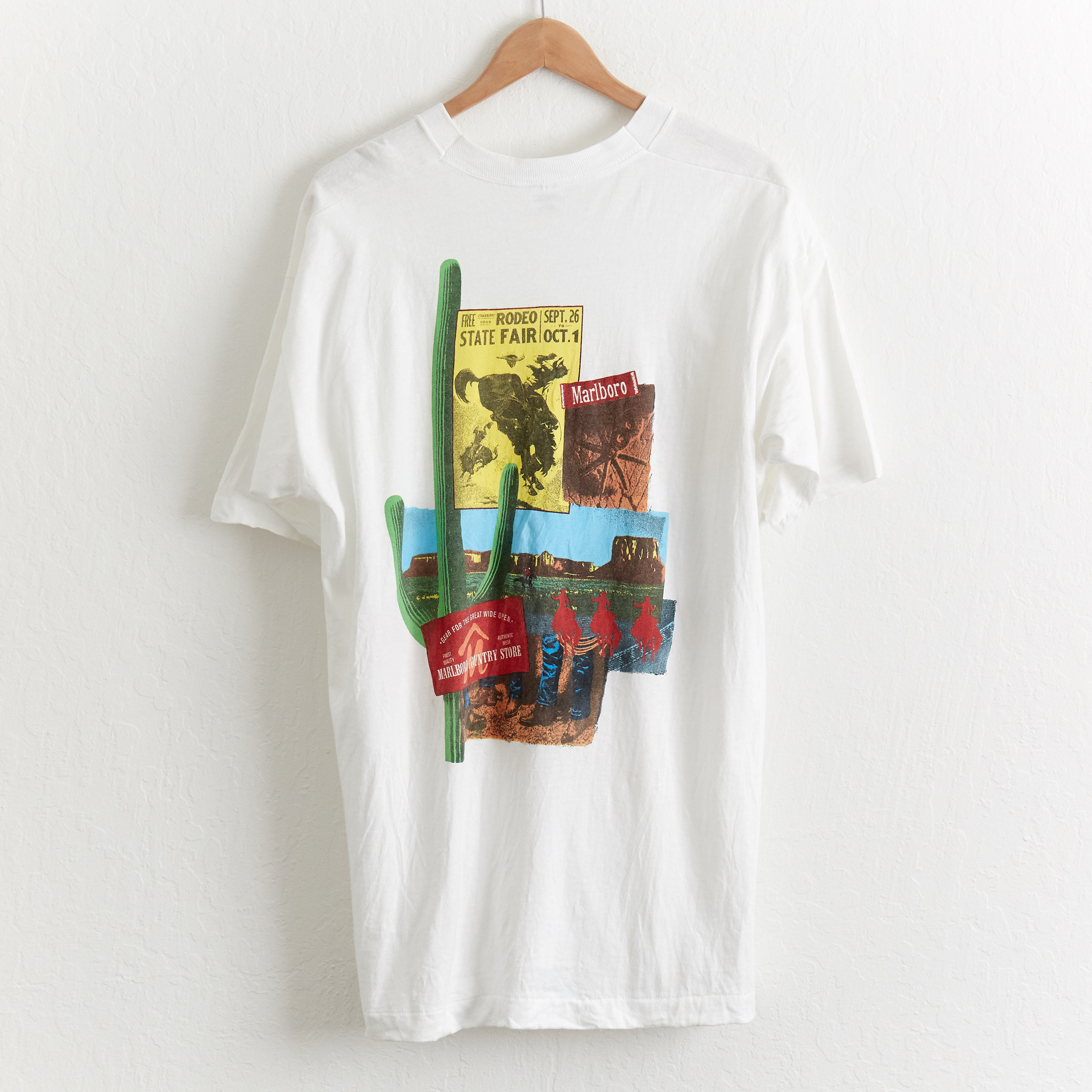 USA製 90s Marlboro Print Pocket S/S Tee 白 XL マルボロ 半袖