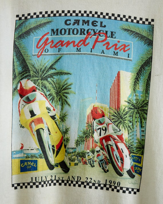 VTG 1990 Camel Motorcycle Grand Prix Miami T Shir… - image 2