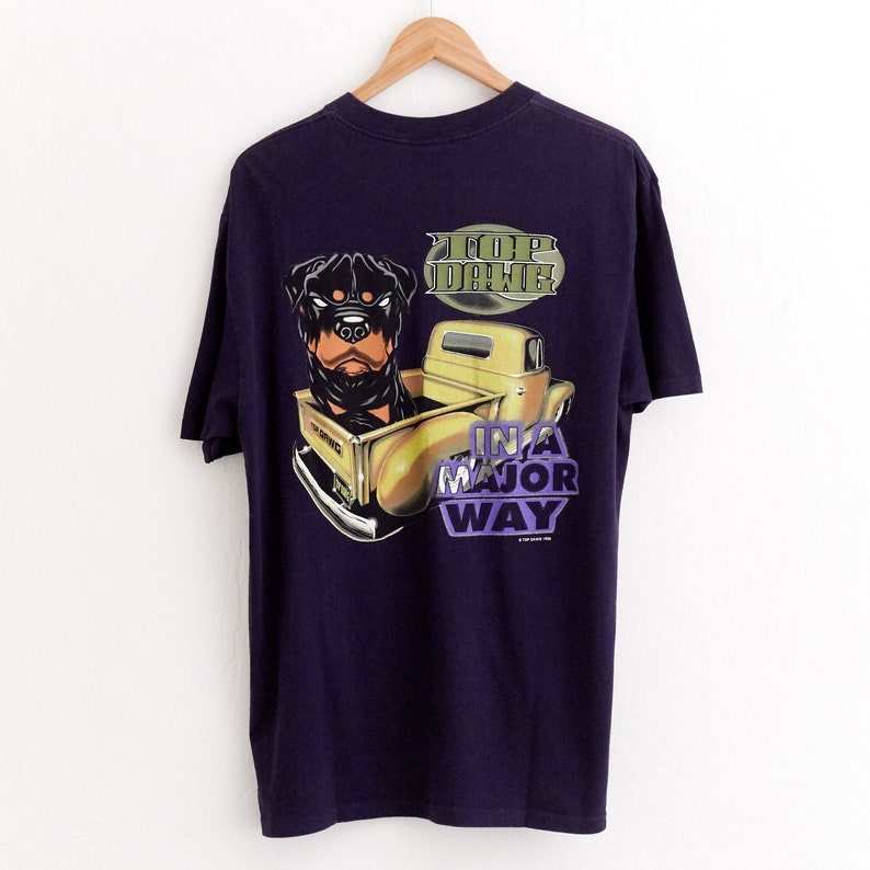 VTG 1996 Top Dawg E40 T Shirt Sz. L Large Navy Blue Tee Single Stitch