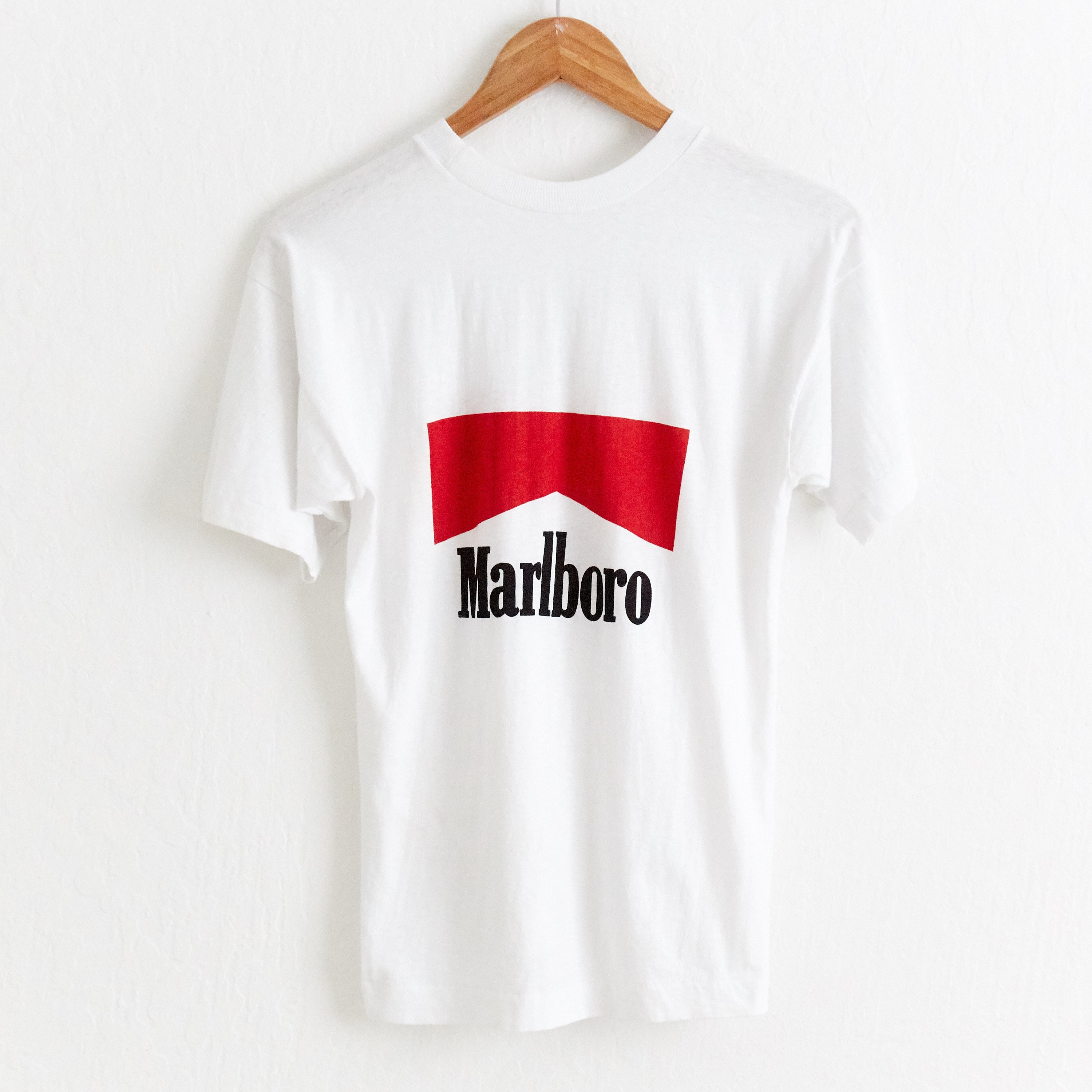 VTG 1970s Marlboro T Shirt Sz. S Small White Red Double Sided