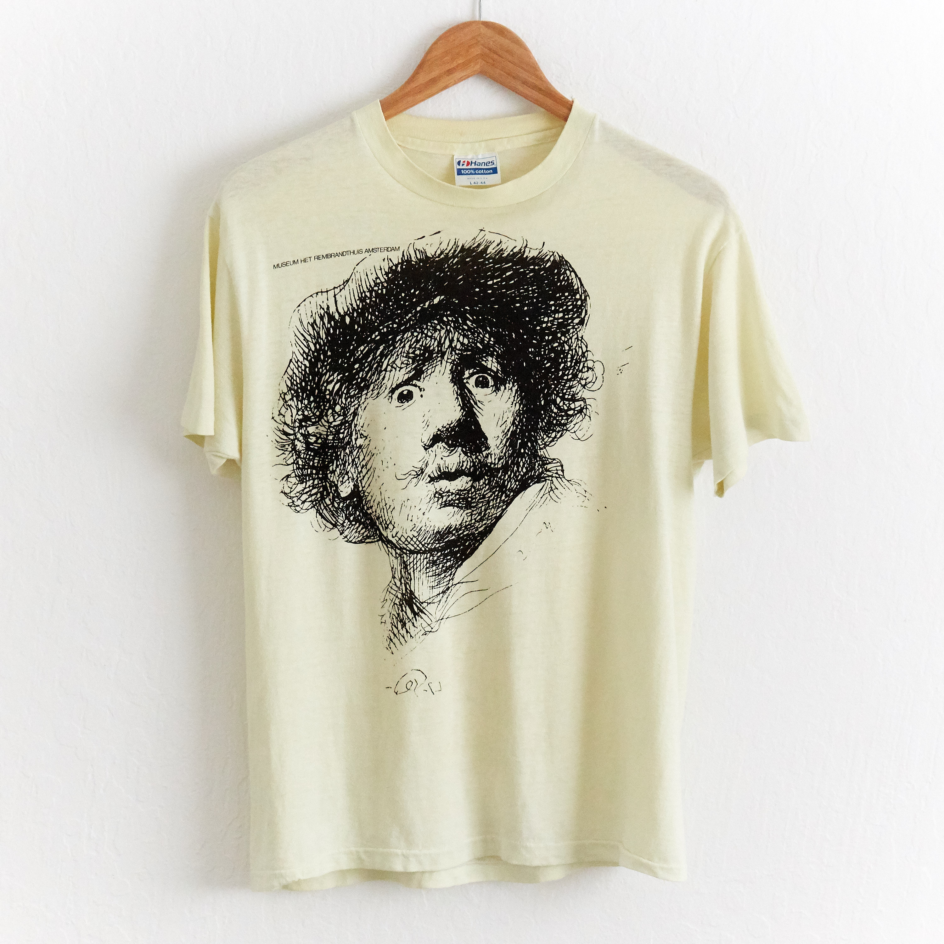 大量入荷 Museum Rembrandt 1970s VTG T Yellow Pale Medium M Sz. Shirt トップス