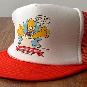 VTG 1990 Homer Simpson Trucker Hat Sz S/M  Adjustable Mesh Snapback Baseball Cap Youth Ladies Size The Simpson 20th Century Fox