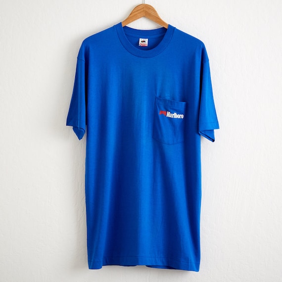 Vintage 90s Marlboro Coyote T-shirt XL: Royal Blue Wild West