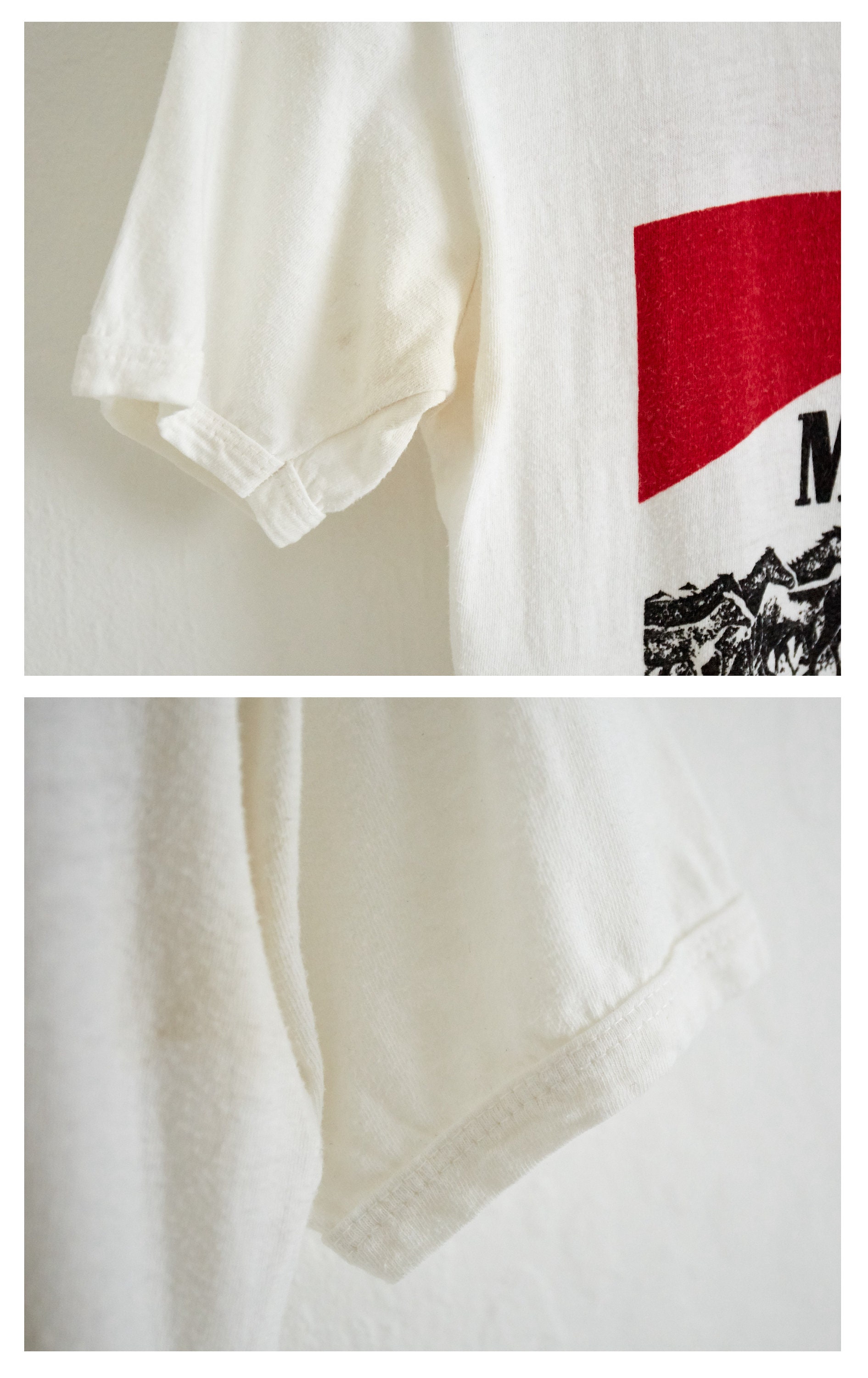 ヴィンテージ70年代マールボロ リンガーTシャツ：両面馬柄プリント 