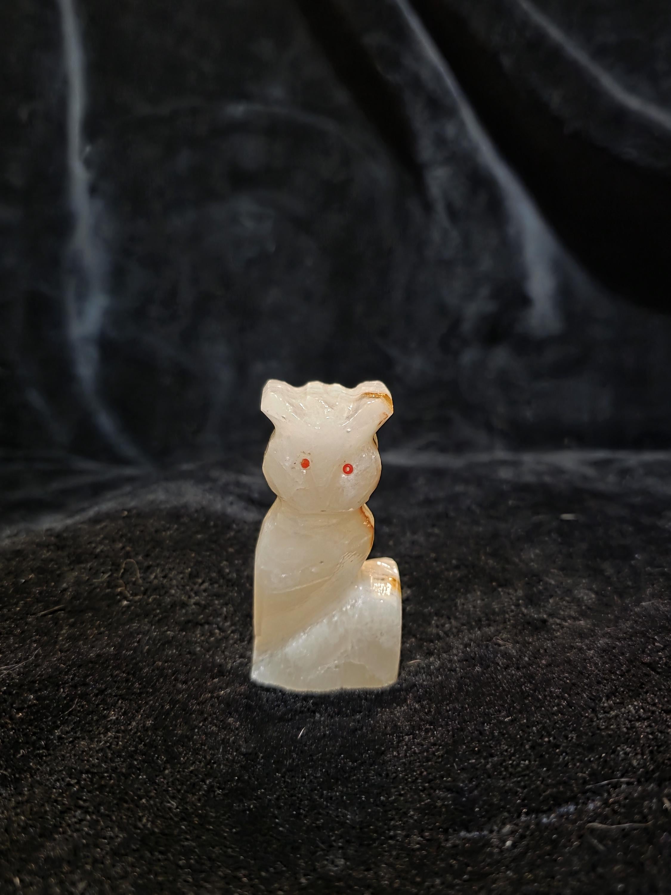 Vintage Owl Figurine Onyx Stone Handcarved in Mexico