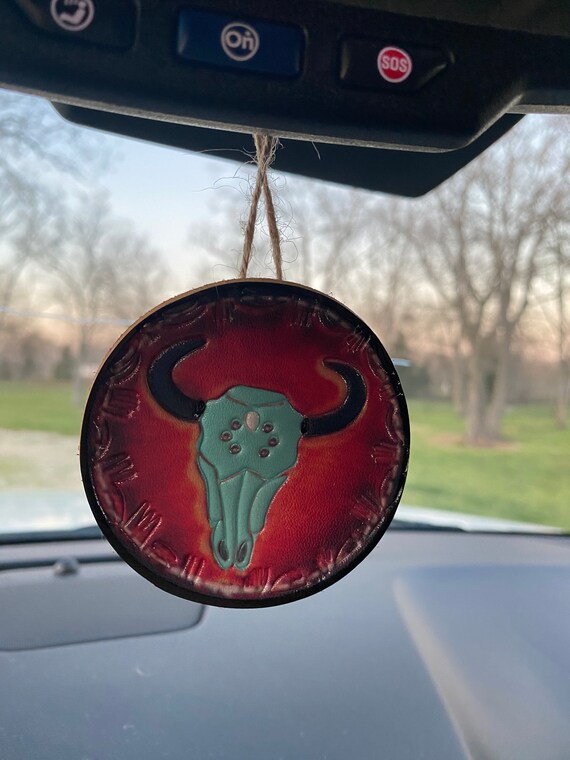 Bull Head Shape Pendant Car Rear View Mirror Charm Hanging Decoration  Accessory