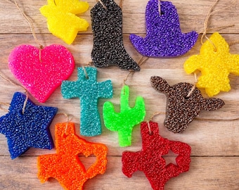 Cherry Leather, Car Scent, Aroma bead, air freshener, Texas, Crown, Fleur De Lis, Cowboy Hat, Heart, Star, Cross, Cactus, Car Ornament