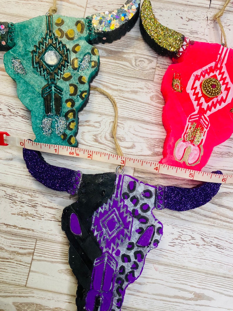 Cow Head Longhorn Decorated Skull Head Air Freshener Car Etsy