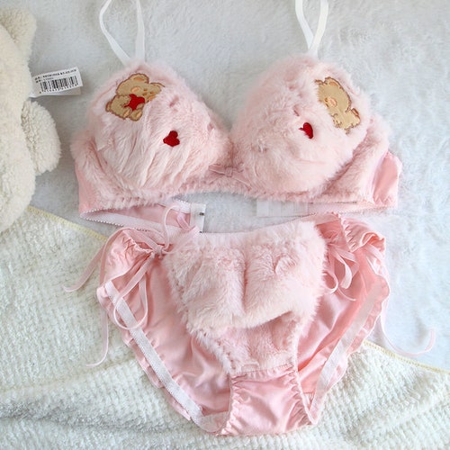 fluffy bra set
