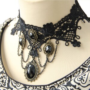 Vintage Vampire Black Lace Choker Necklace Punk Rock Necklace Gothic ...