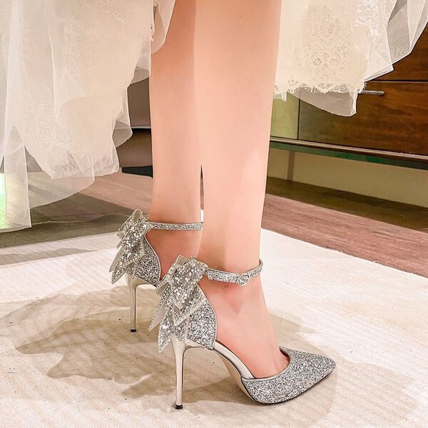 sparkly closed toe heels