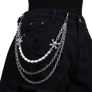 Punk Pants Chain Pentagram Keychains For Men Women Jean - Temu