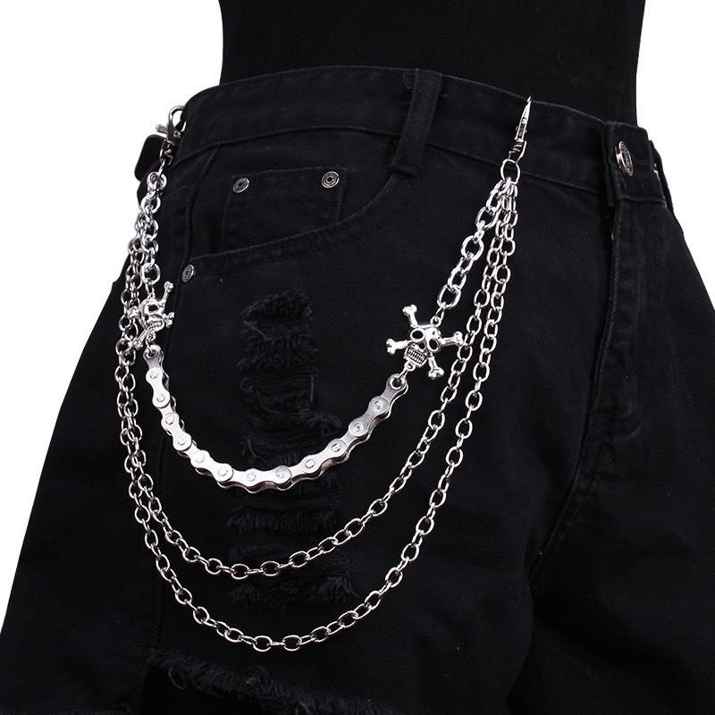 Pants Chain for Men Women,Biker Skull Chain Wallet,Long Cool EMO Punk  Trousers Pocket Belt Key Chains for Hip Hop Rock Jean Gothic