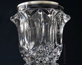 Ice Bucket Crystal Glass Silver Rim Bar Cart Accessories