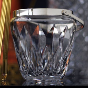 Ice Bucket + Ice Tongs, Crystal Glass, Silver Plated