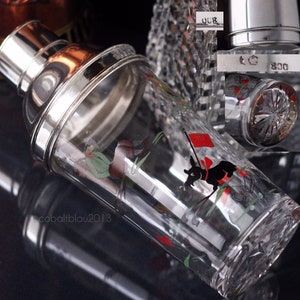 Vtg. Silver & Cut Glass Cocktail Shaker, 1950s, Hallmarked, Golf Decor, Collector&#39;s Item
