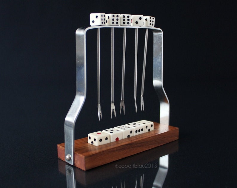 Dice Cocktail Picks Martini Picks With Teak Holder Vintage 50s Etsy