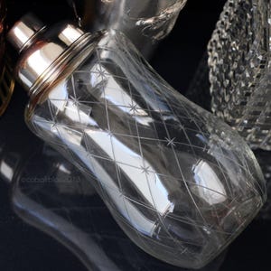 1950s Glass Cocktail Shaker, 50s, 40s, Vintage, Silver Plated, Large