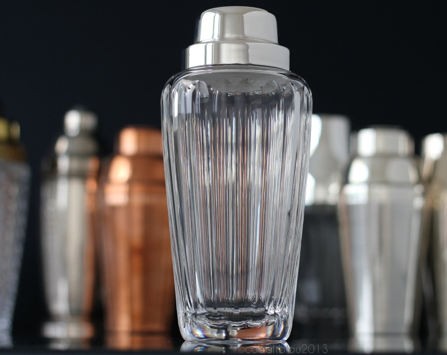 Cocktail Shaker Crystal Glass Silver Plated Vintage 1960s / Etsy