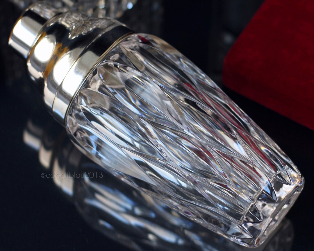 Cocktail Shaker Crystal Glass Silver Plated Large Heavy Etsy