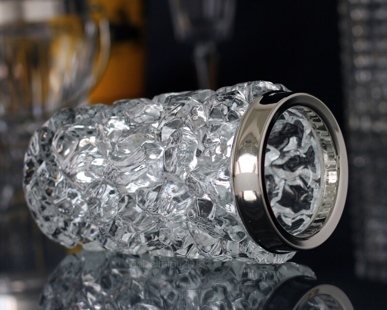 Cocktail Shaker Ice Glass Crystal Mid Century Vintage Etsy