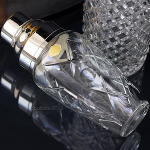 Vintage Cut Glass Cocktail Shaker - Silver Plated 3-Piece Barware