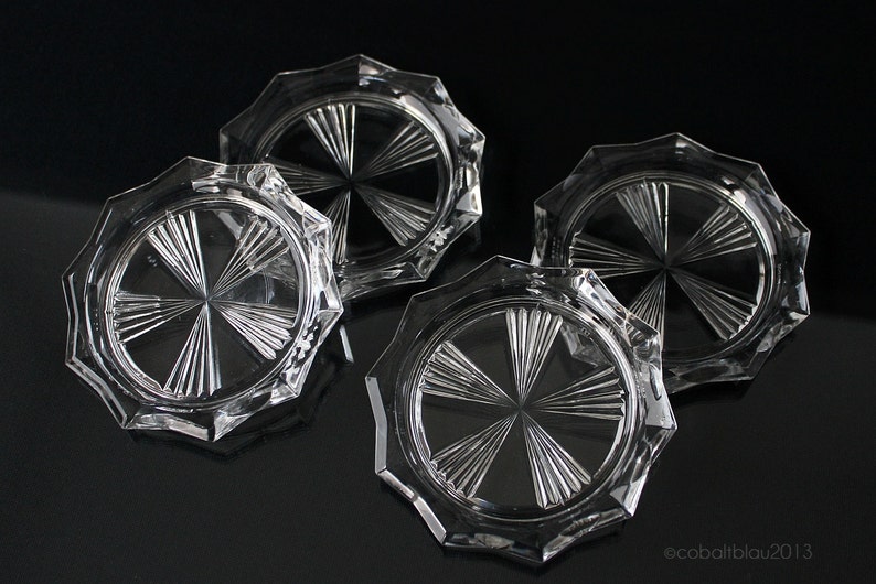 Glass Coaster Crystal Coaster Set of 4 Glass Coasters / Etsy