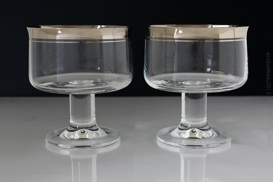 Silver Rim Cocktail Glasses Champagne Glasses 1960s 1970s Etsy UK