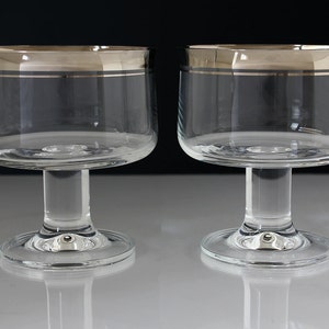 Silver Rim Cocktail Glasses, Champagne Glasses, 1960s, 1970s, Thick Stems
