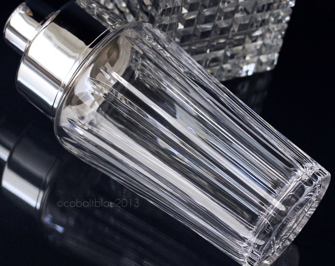 Vtg. Crystal Cocktail Shaker, 3piece Shaker, Silver Plated, Crystal