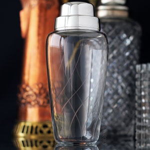 Vintage WMF Glass Cocktail Shaker: Silver Plated 3-Piece Barware