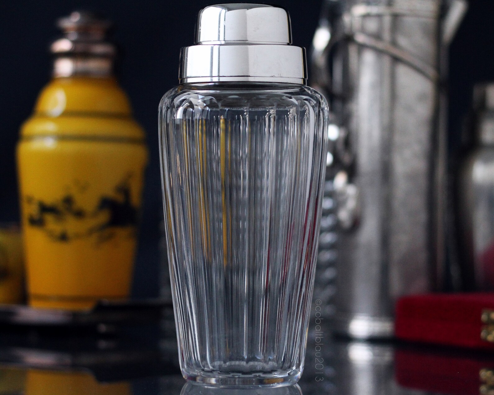 Cocktail Shaker Crystal Glass Silver Plated Vintage 1960s / Etsy