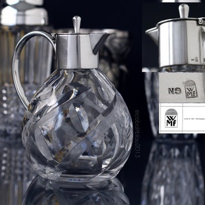 Crystal Carafe, Jug, Silver Plated, Art Deco Period / Cut Crystal, Liqueur Decanter